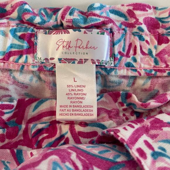 Stella Parker Linen Blend Paperbag Shorts Pink - Size L - Picture 3 of 3